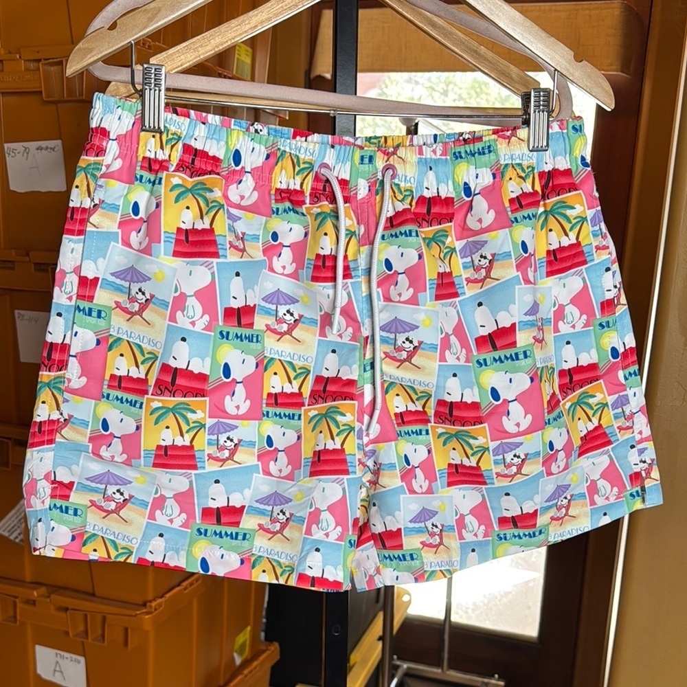 Zara x Peanuts Snoopy Swim Trunks Shorts Multicolor Summer Print Size Large - Picture 3 of 11